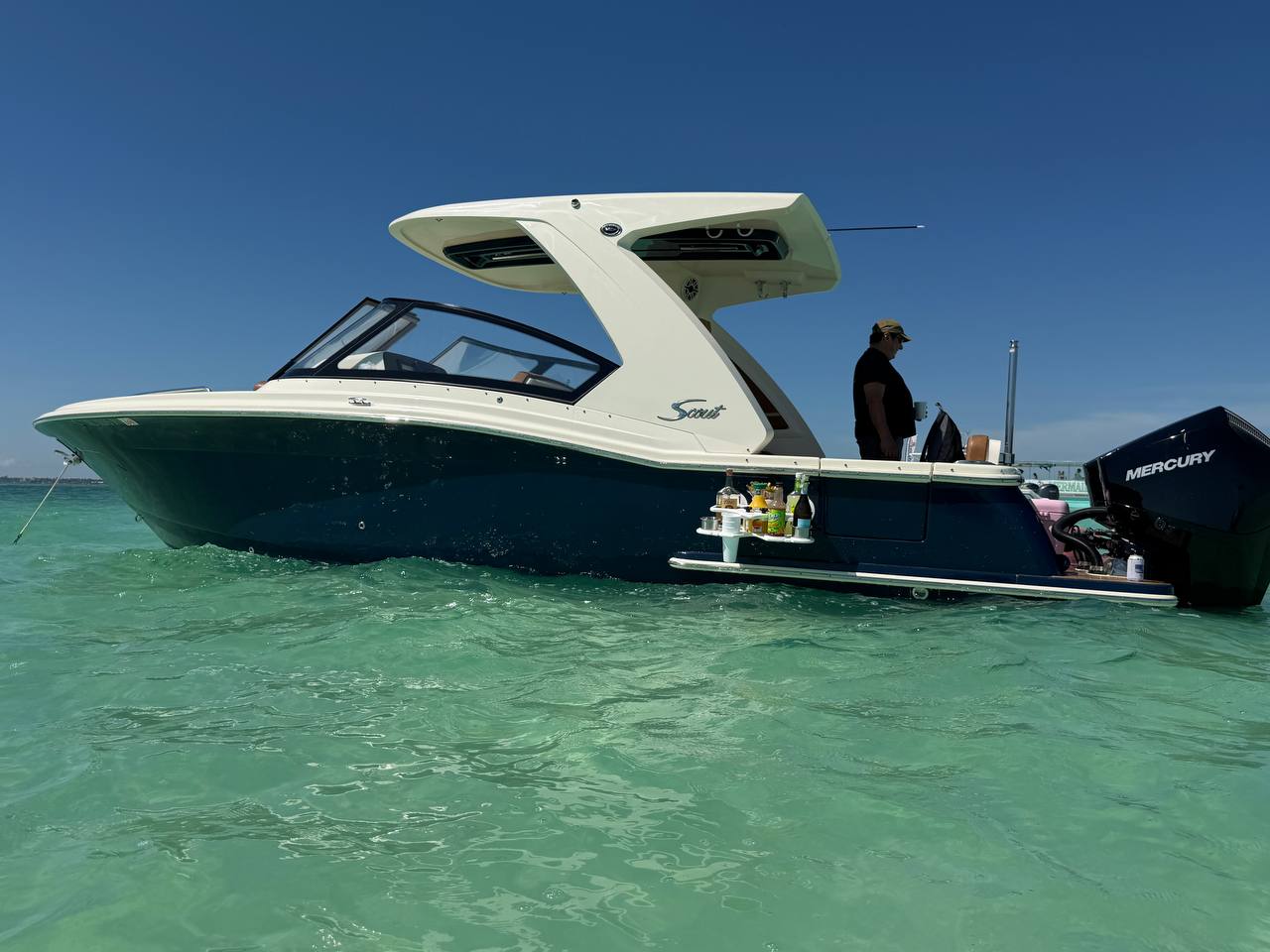 The Bougie Girl anchored at the Islamorada sandbar